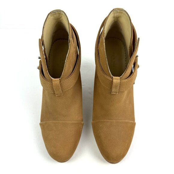 Rag & Bone Harlow Boots 36.5 Tan Brown Suede Nubuck Leather Ankle Bootie 6.5 - Picture 4 of 12